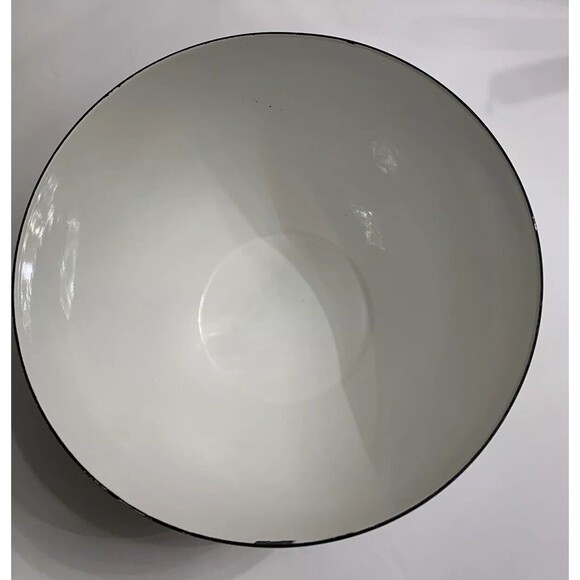 Arabia Finland Large Enamel Bowl‎ 8" Diameter Brown White Medieval MCM - Picture 5 of 7